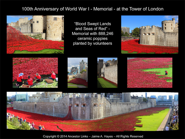 100th Anniversary of World War I - Memorial - at the 
          Tower of London.