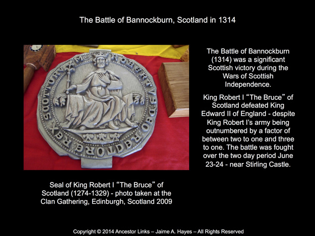Battle of Bannockburn, Scotland in 1314