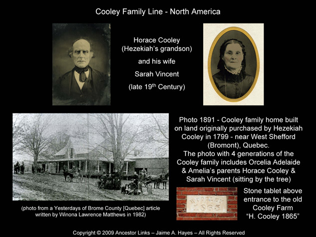 Horace Cooley & Sarah Vincent & Family - Brome, Quebec