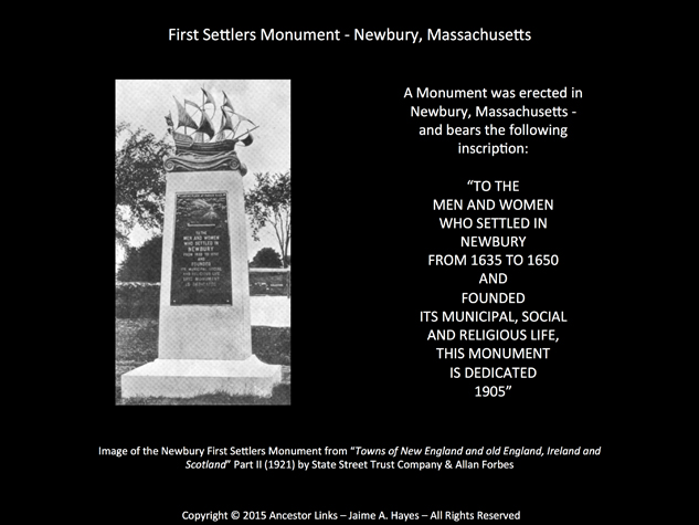 First Settlers Monument - Newbury, Mass.