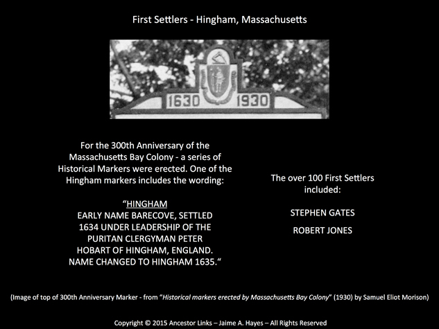 First Settlers - Hingham, Massachusetts