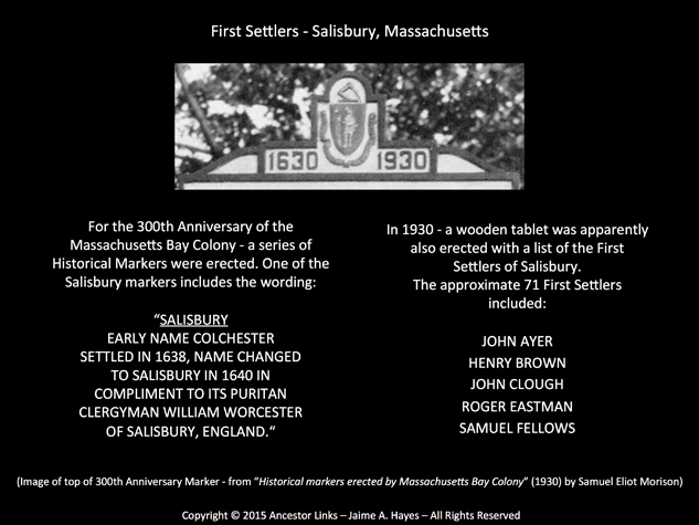 First Settlers - Salisbury, Massachusetts