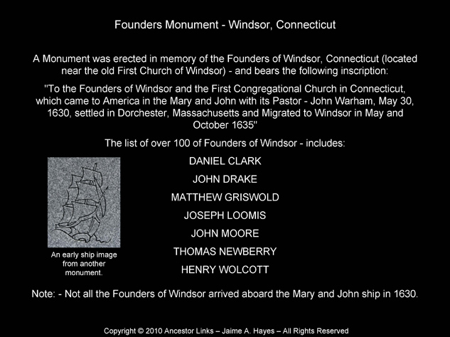 Founders Monument - Windsor, Conn.