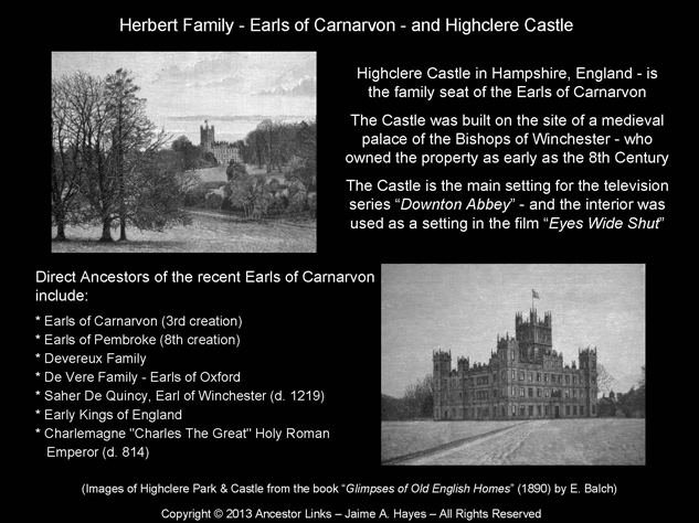 Herbert Family - Earls of Carnarvon - plus Highclere Castle