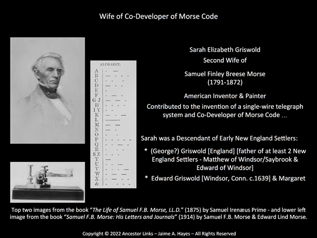 Wife of Samuel Morse - Co-Developer of Morse Code