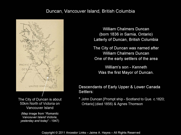 William Chalmers Duncan - Duncan, British Columbia