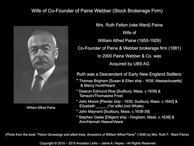 Wife of William Alfred Paine - Co-Founder Paine Webber Co