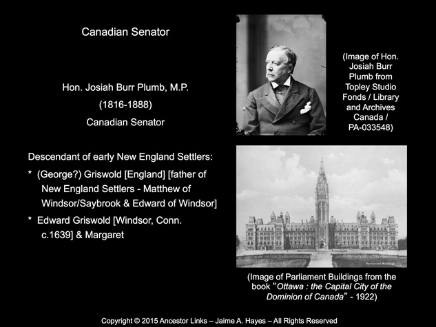 Hon. Josiah Burr Plumb - Canadian Senator