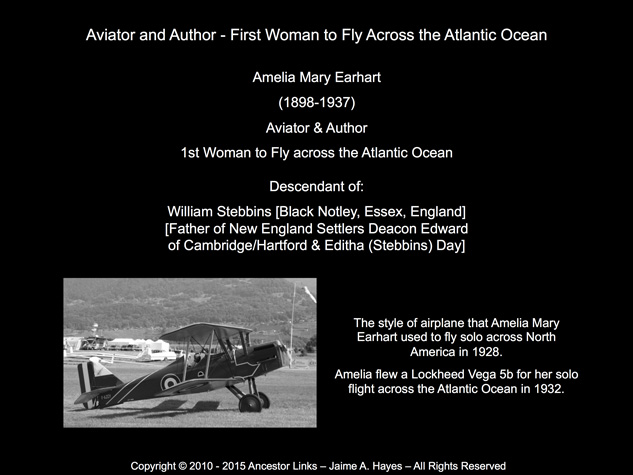 Amelia Earhart - 1st Woman to Fly Across Atlantic Ocean