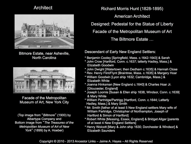 Notable Descendant - Richard Morris Hunt - Architect