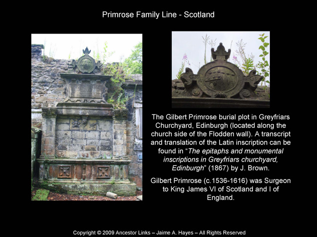 Gilbert Primrose - Surgeon to King James
