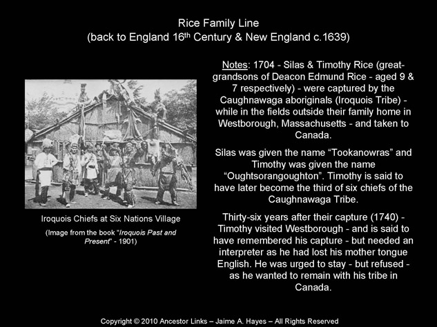Iroquois Chief Timothy Rice