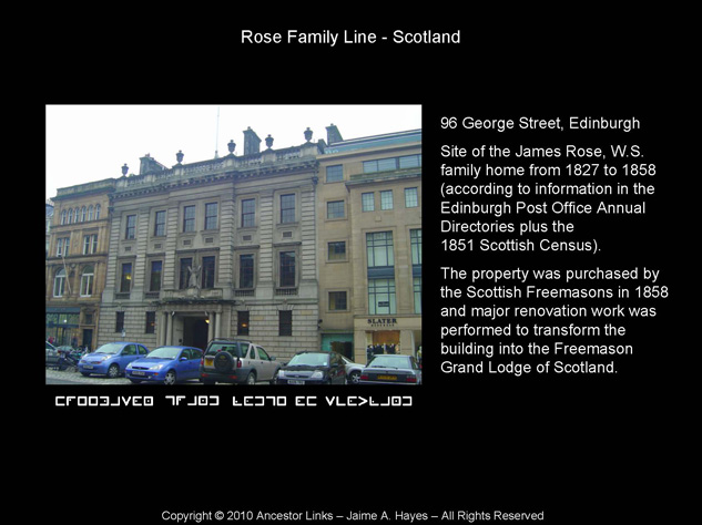 James Rose W.S. - 96 George Street, Edinburgh