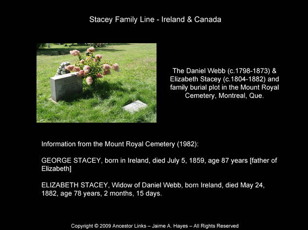 Stacey Family - Mount Royal Cemetery - Montreal