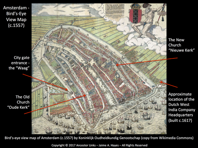 Bird’s-eye view map of Amsterdam (c.1557)