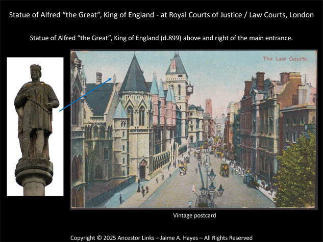 Statue of Alfred the great, King of England - Royal
          Courts of Justice, London