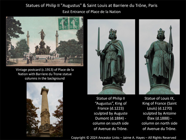 Statues of Philip II & Saint Louis at Barriere du
          Trône, Paris