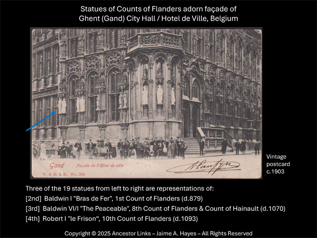 Statues on main façade of Ghent City Hall - Hotel de
          Ville